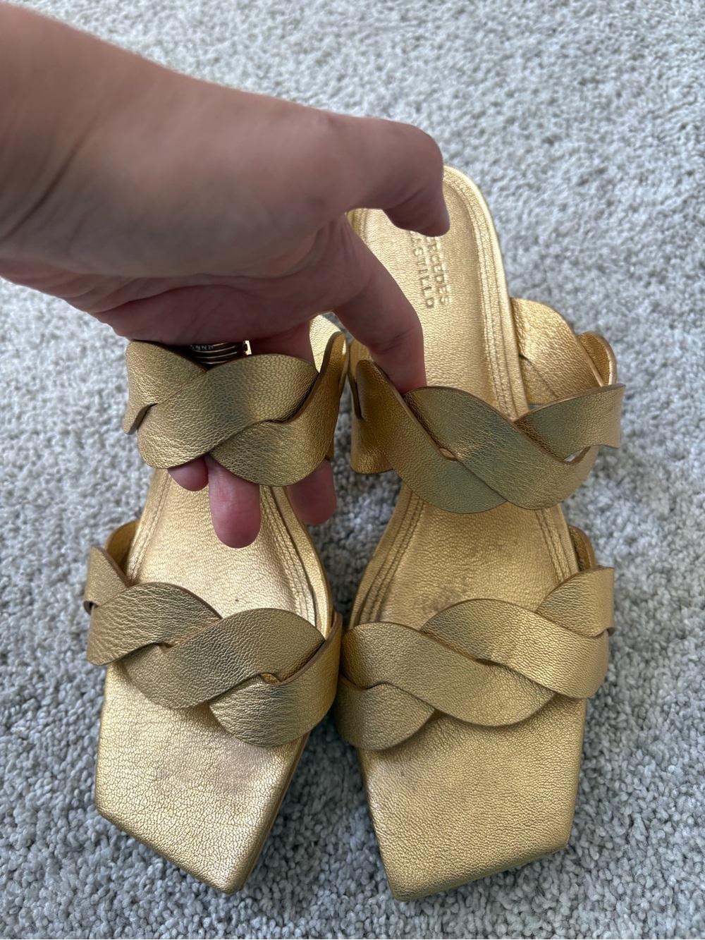 Mercedes Castillo Metallic Gold Braided Slide Mules for Women